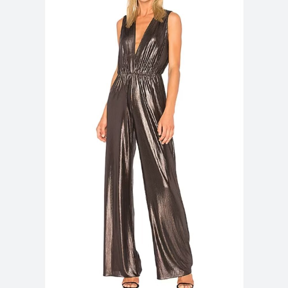 Amanda Uprichard Gunnar Metallic Jumpsuit size small